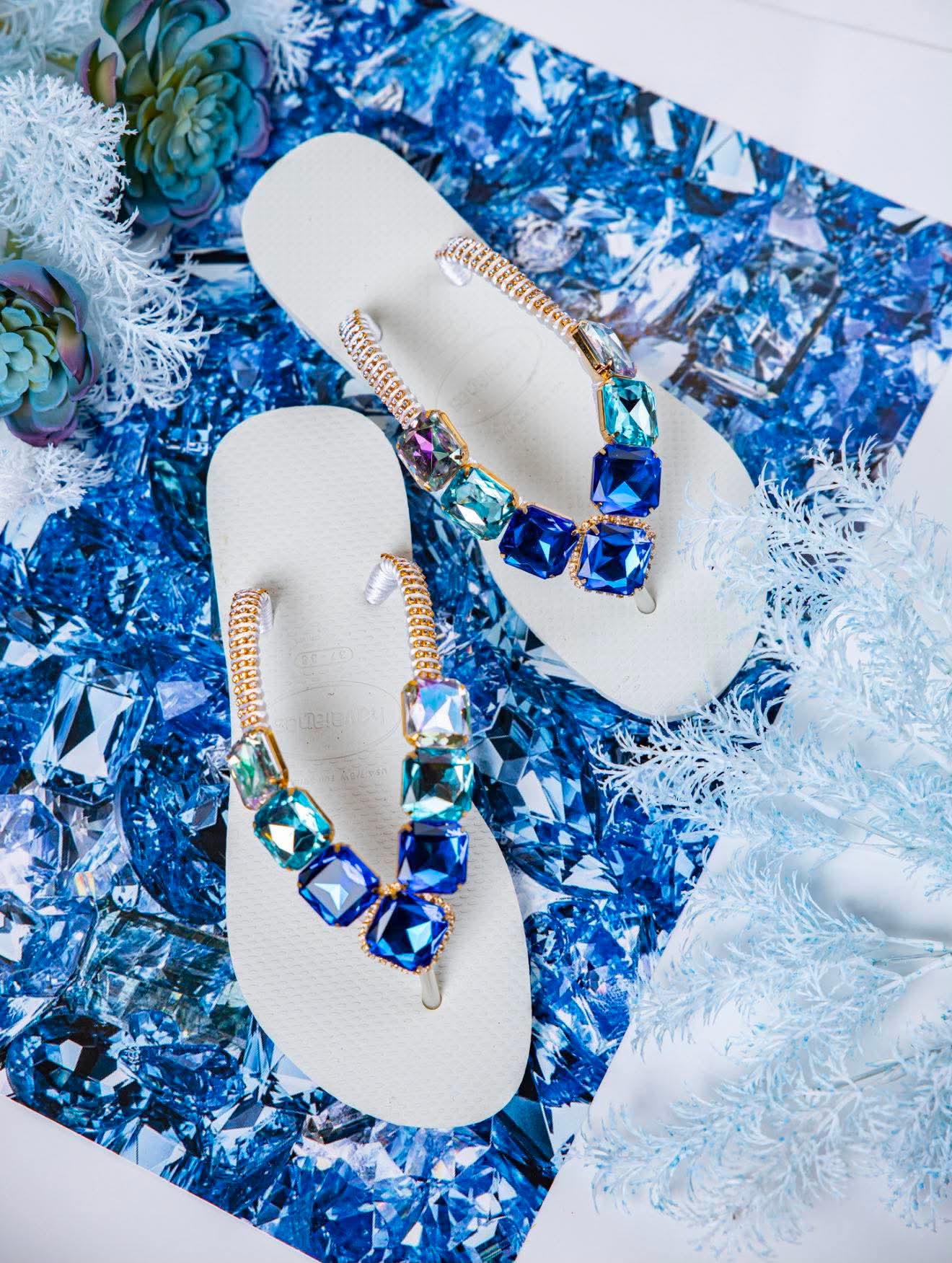 Ocean Blue Crystal Sandals