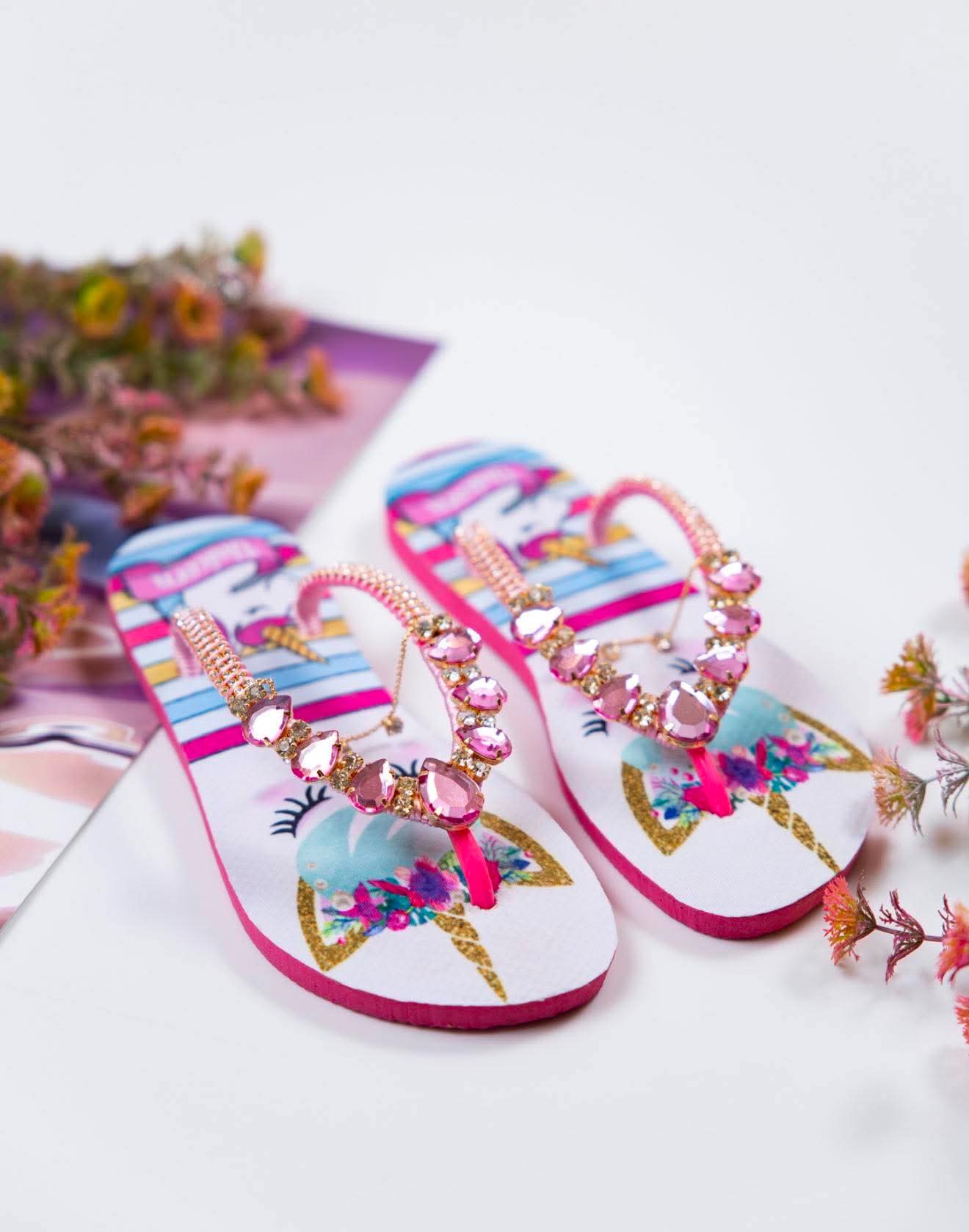 Unicorn Pink Crystal Sandals
