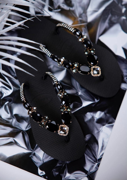 Selena Noir Crystal Sandals