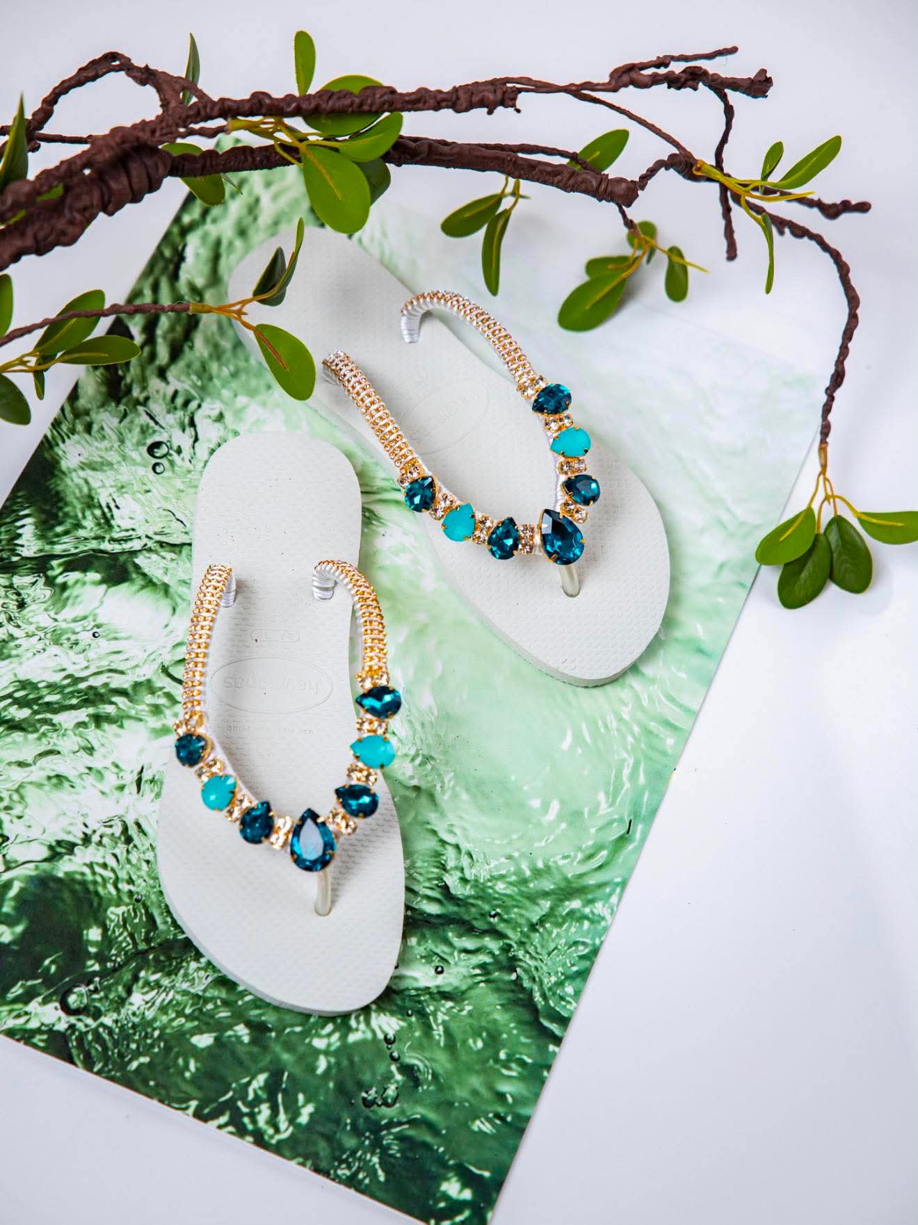 Aqua Teal Luxe Sandals