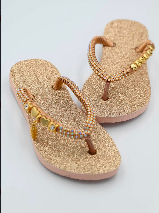 Gold Charm Personalized Slippers