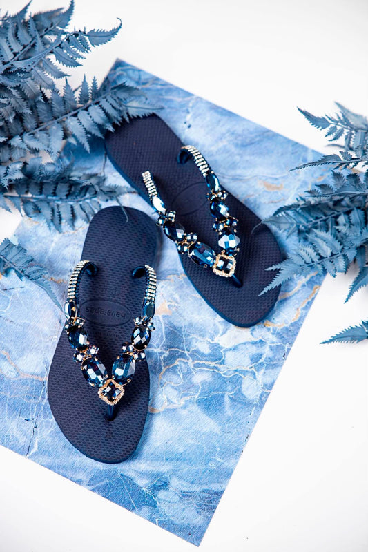 Aurora Blue Crystal Sandals